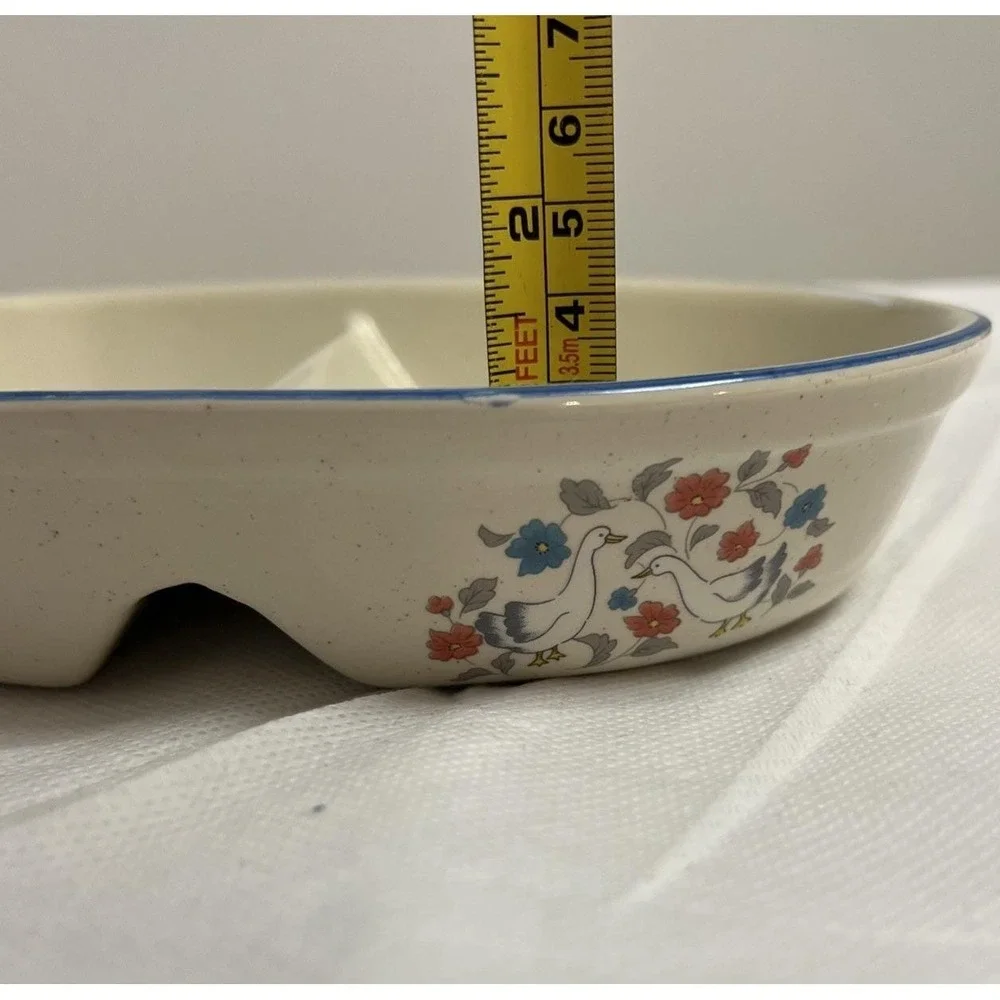 Vintage 80s 90s Divided Geese Split Baking Dish Country Collection CollectorRare